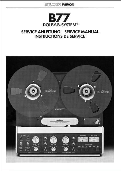 Service Manual-Anleitung für Revox A 77 