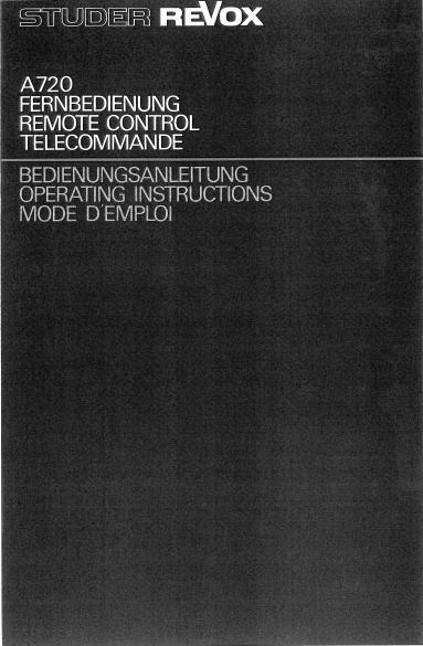 Studer Revox  Bedienungsanleitung user manual owners manual  für A 720 Copy 